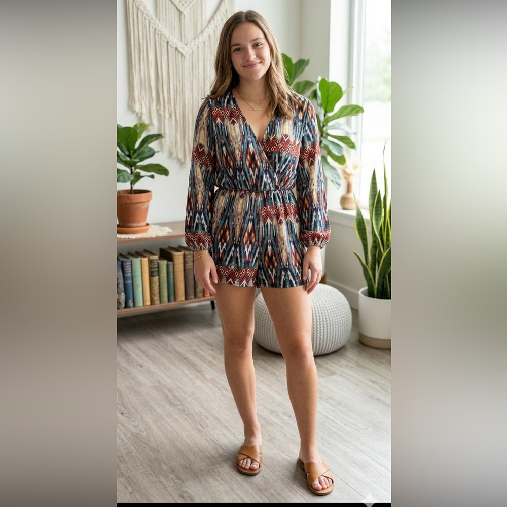 Geometric Print Jumpsuit short